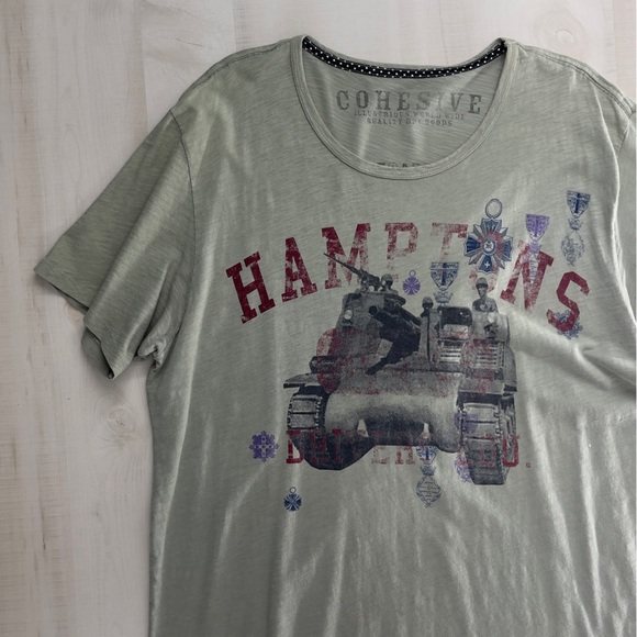 COHESIVE mens graphic tee SOFT thin cotton green artsy XL army tank - Picture 2 of 8